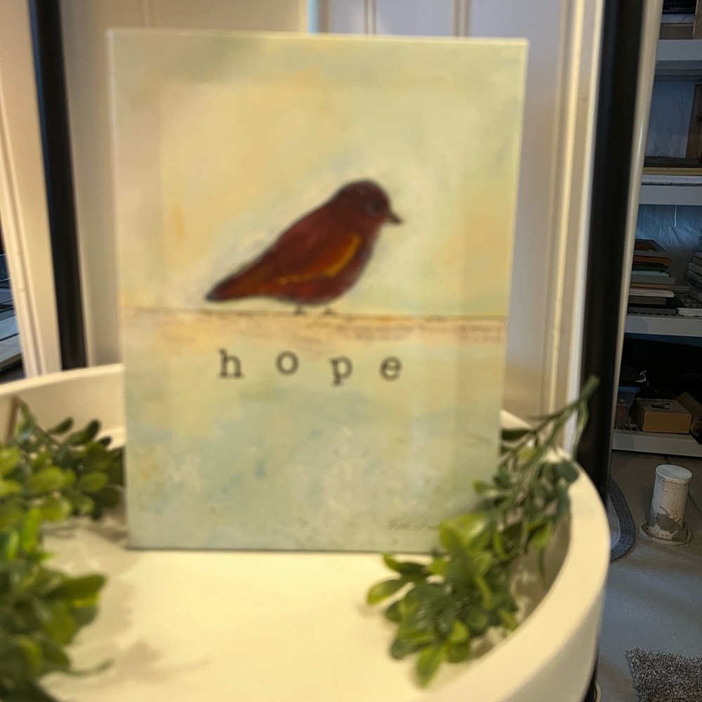 Bird Art Canvas with Hope Text